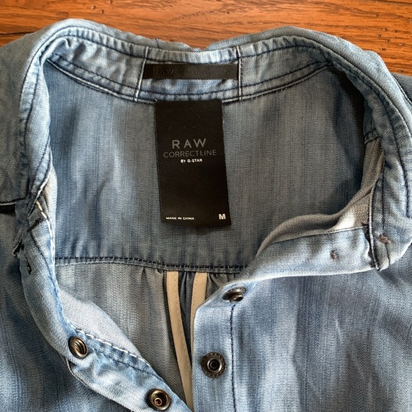 G-Star RAW Denim CL New Boyfriend Shirt Dress Women’s Snap Front Size Medium - Picture 13 of 17